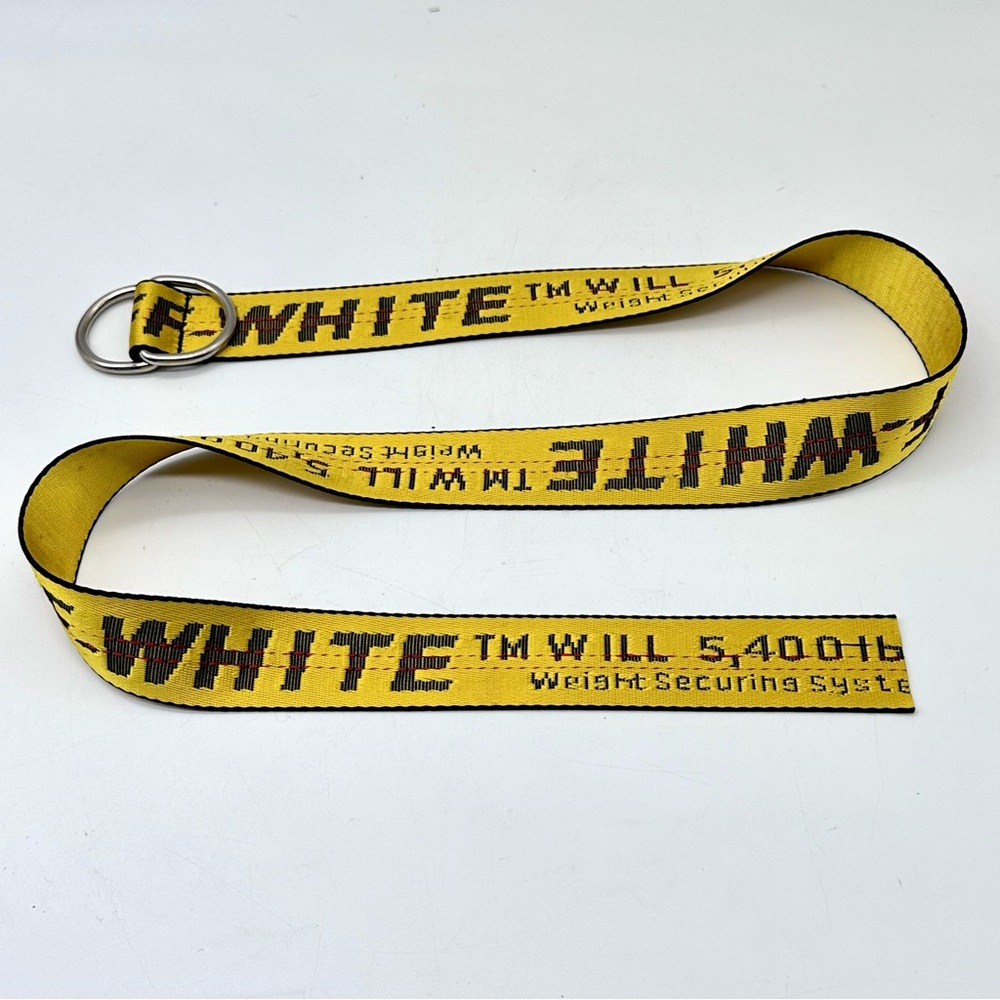 Unisex Off-White Printed Yellow and Black Belt - One Size